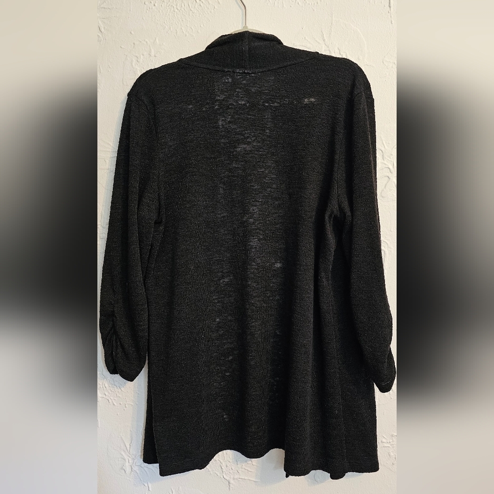 Susan Graver Charcoal Burnout Cardigan Sweater Large - Picture 5 of 6